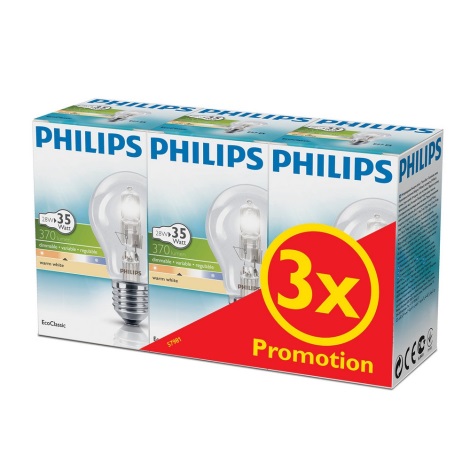 LOT 3x Ampoule halogène à intensité variable Philips E27/28W/230V