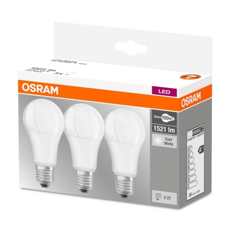 LOT 3x Ampoule LED A60 E27/13W/230V 4000K - Osram