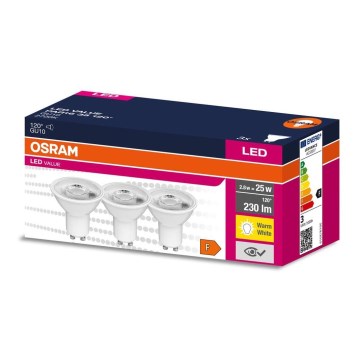 LOT 3x Ampoule LED PAR16 GU10/2,8W/230V 2700K 120° - Osram