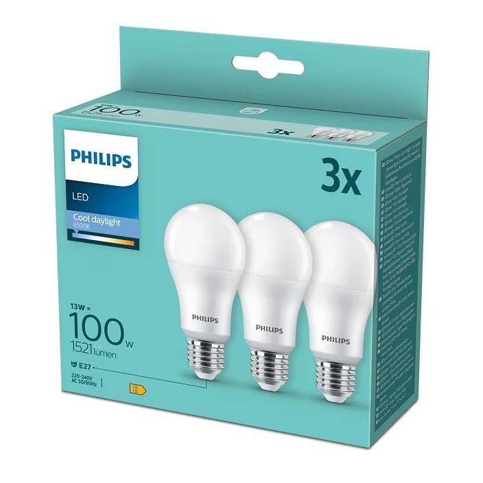 LOT 3x Ampoule LED Philips A67 E27/13W/230V 6500K