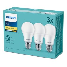 Lot 3x Ampoule LED Philips E27/9W/230V 2700K