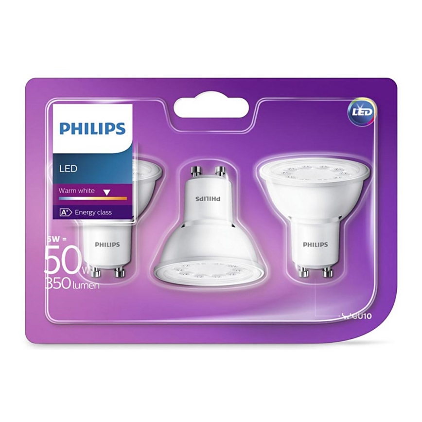 LOT 3x Ampoule LED Philips GU10/5W/230V 2700K