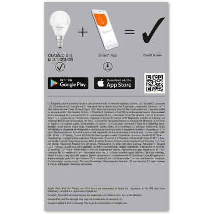 LOT 3x Ampoule LED RGBW à intensité variable SMARæ©T + E14 / 5W / 230V 2700K-6500K - Ledvance