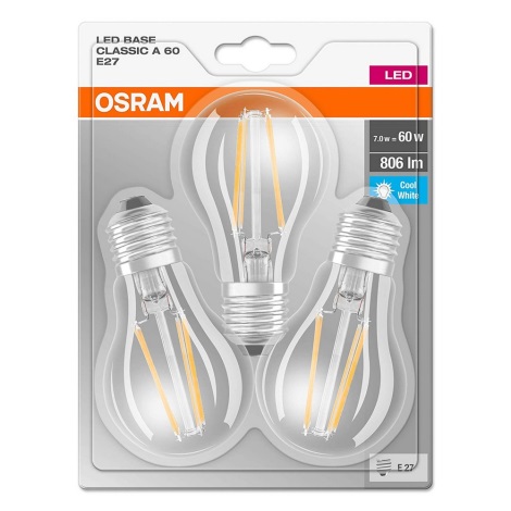 LOT 3x Ampoule LED VINTAGE A60 E27/7W/230V 4000K - Osram
