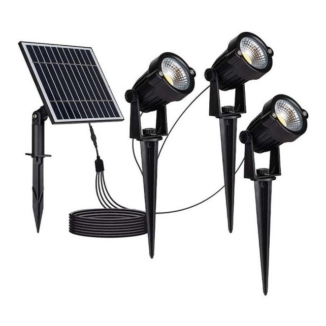 LOT 3x Lampe solaire LED extérieure 3xLED/1,2W/3,7V IP65 3000K