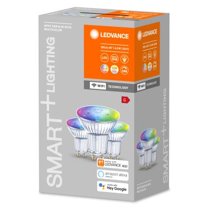 LOT 3x LED RGBW Ampoule à intensité variable SMART+ GU10/4,9W/230V 2700K-6500K Wi-Fi - Ledvance