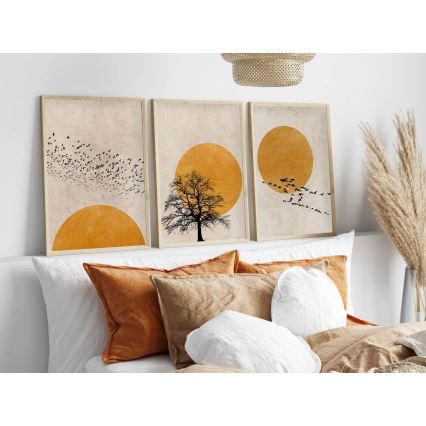 LOT 3x Photo dans un cadre photo 50x70 cm beige/jaune