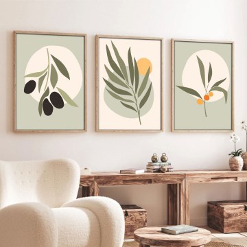 LOT 3x Photo dans un cadre photo 50x70 cm feuilles