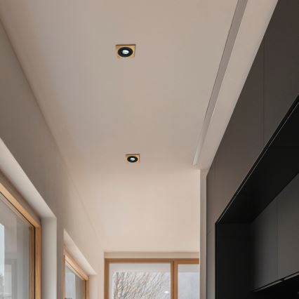 LOT 3x Spot encastrable TOBBY 1xG9/20W/230V 11,5x11,5 cm chêne/noir