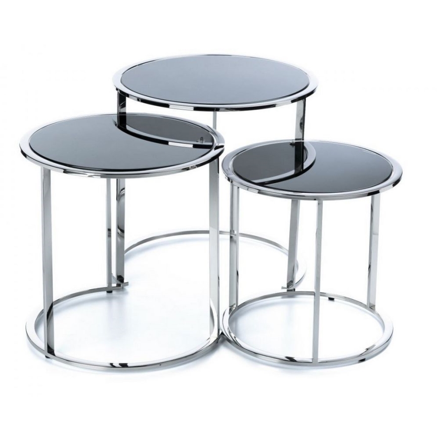 LOT 3x Table basse VANE chrome brillant/noir