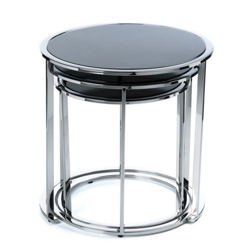 LOT 3x Table basse VANE chrome brillant/noir