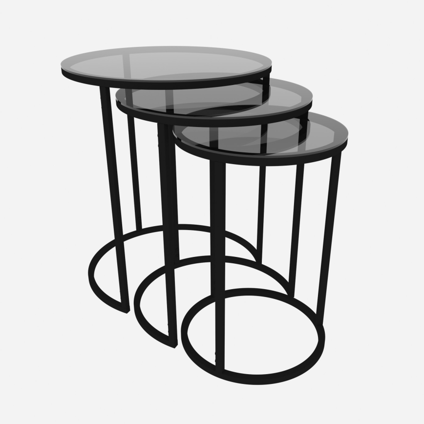 LOT 3x Table d'appoint ALYA d. 34/42/50 cm noir