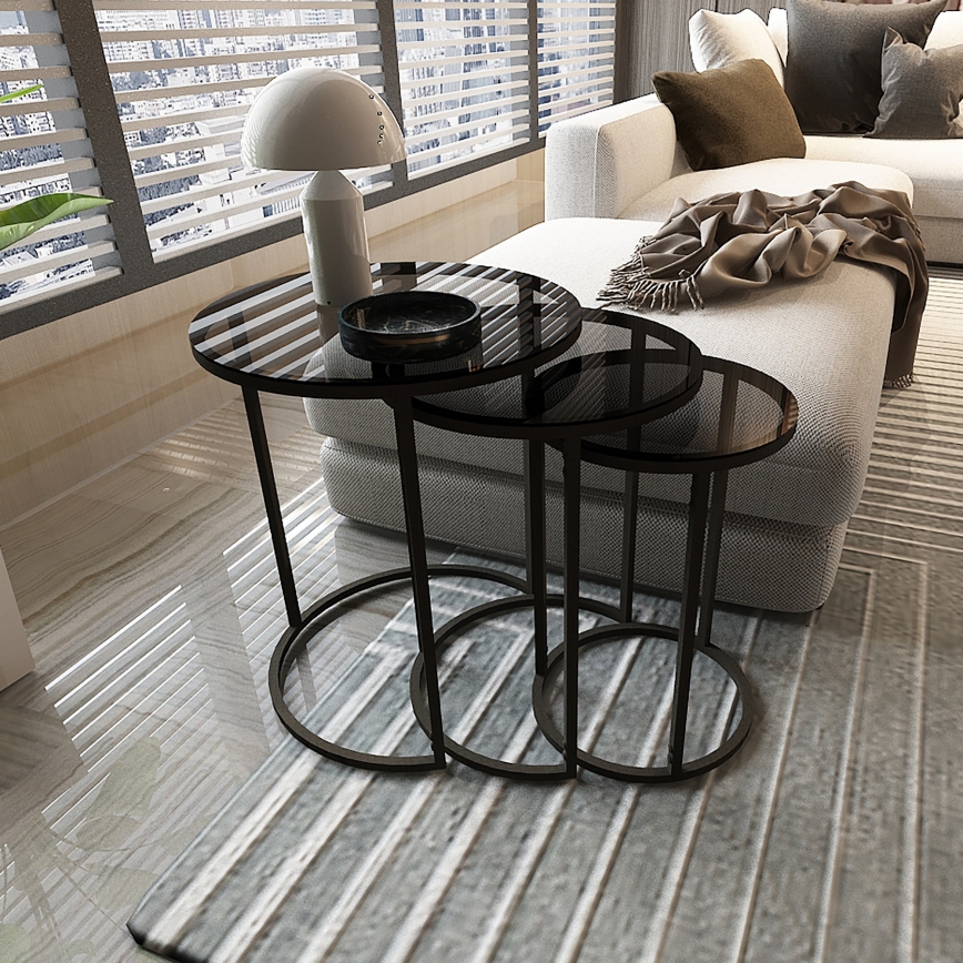 LOT 3x Table d'appoint ALYA d. 34/42/50 cm noir