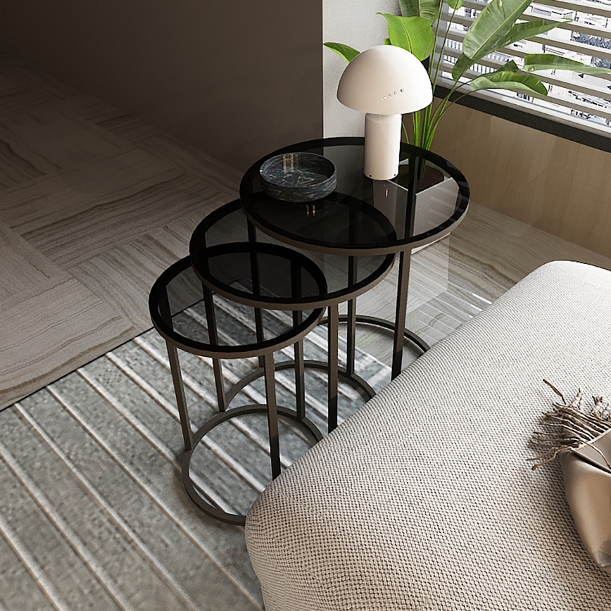LOT 3x Table d'appoint ALYA d. 34/42/50 cm noir