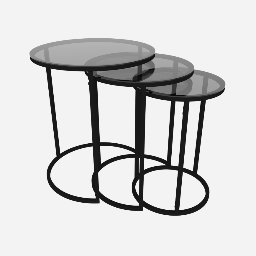 LOT 3x Table d'appoint ALYA d. 34/42/50 cm noir