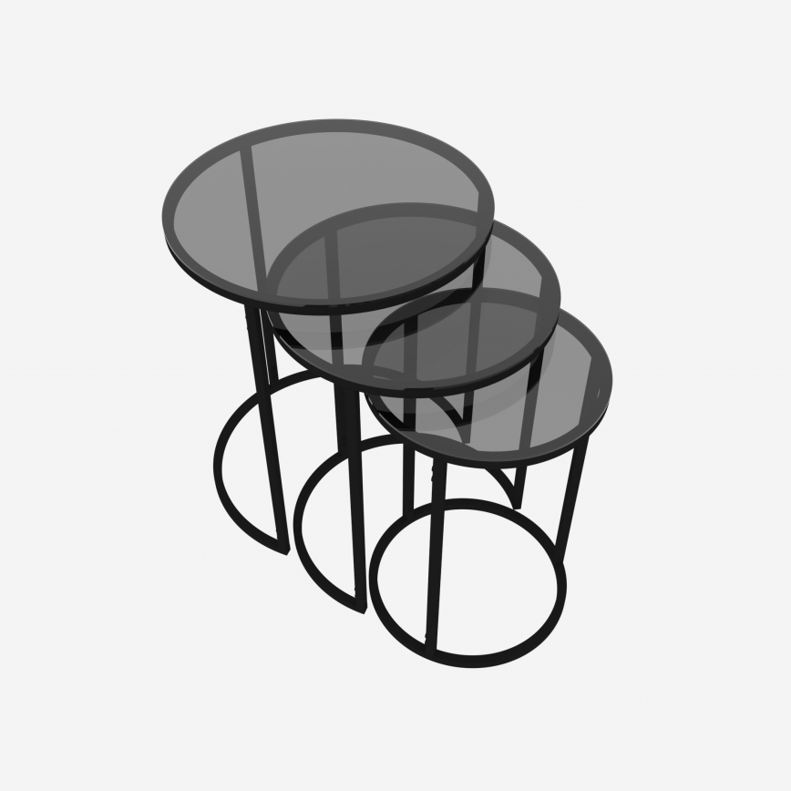 LOT 3x Table d'appoint ALYA d. 34/42/50 cm noir