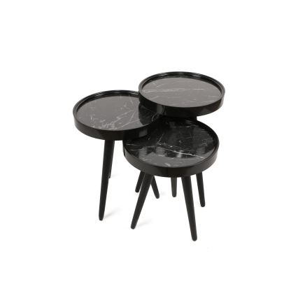 LOT 3x Table d'appoint CALL noir