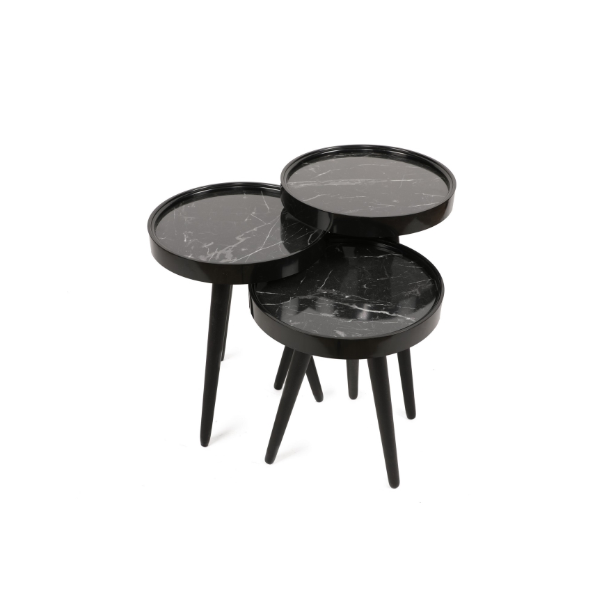 LOT 3x Table d'appoint CALL noir