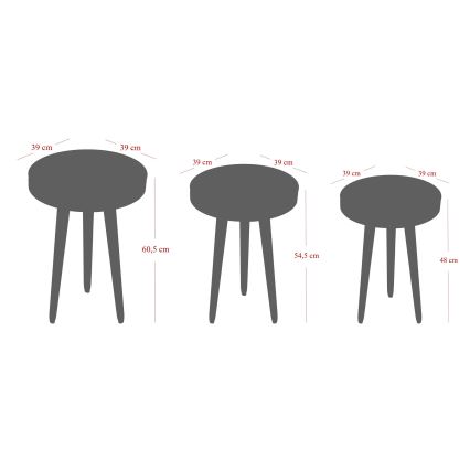 LOT 3x Table d'appoint CALL noir