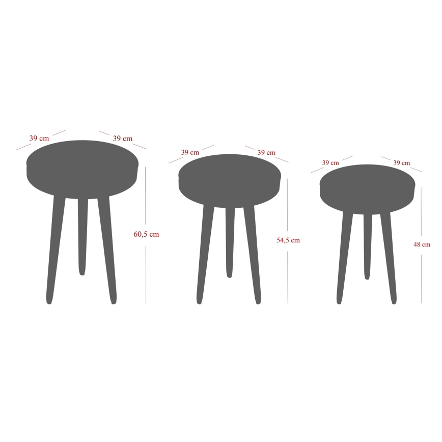 LOT 3x Table d'appoint CALL noir