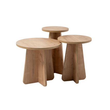 LOT 3x Table d'appoint LUME d. 28/33/43 cm chêne saphir