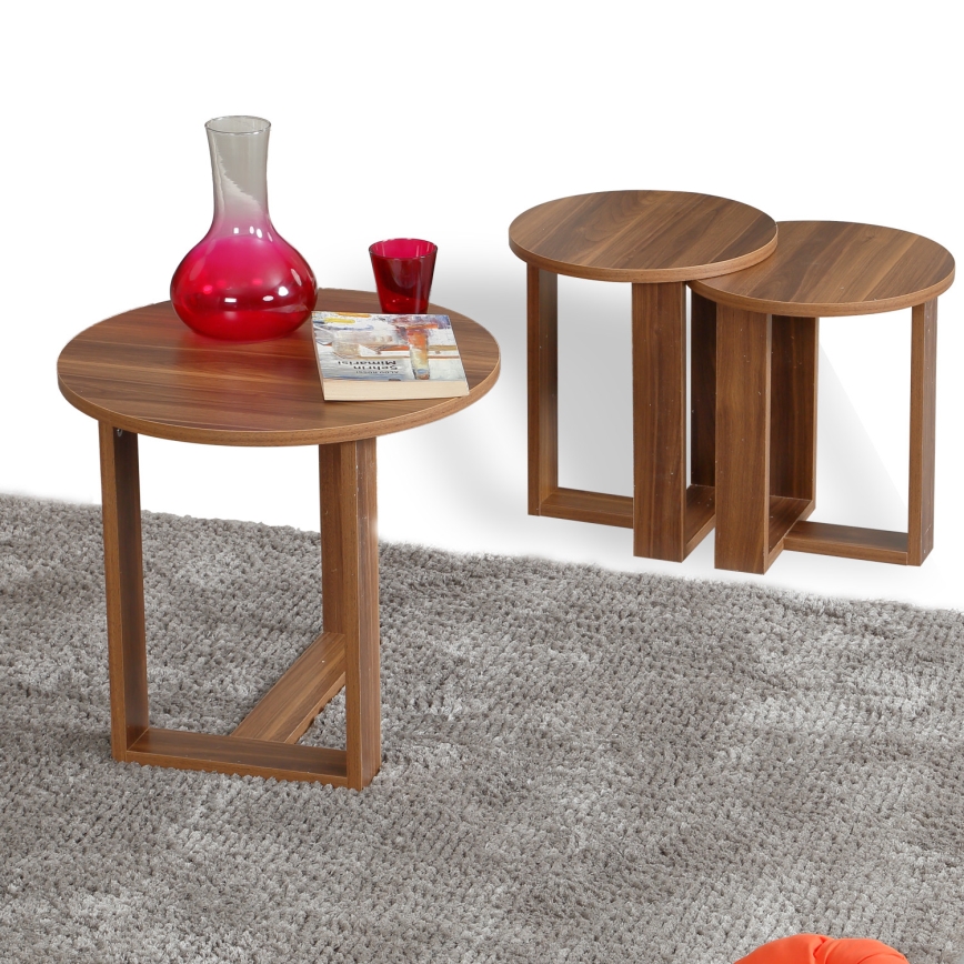 LOT 3x Table d'appoint MIRA marron