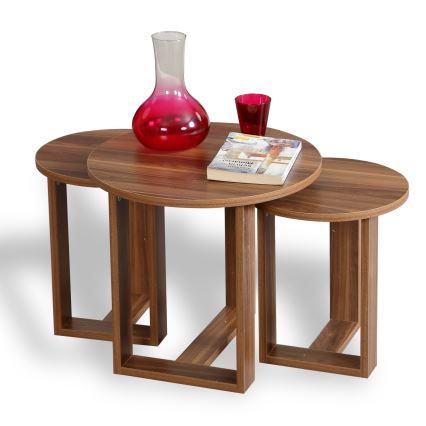 LOT 3x Table d'appoint MIRA marron