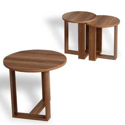 LOT 3x Table d'appoint MIRA marron