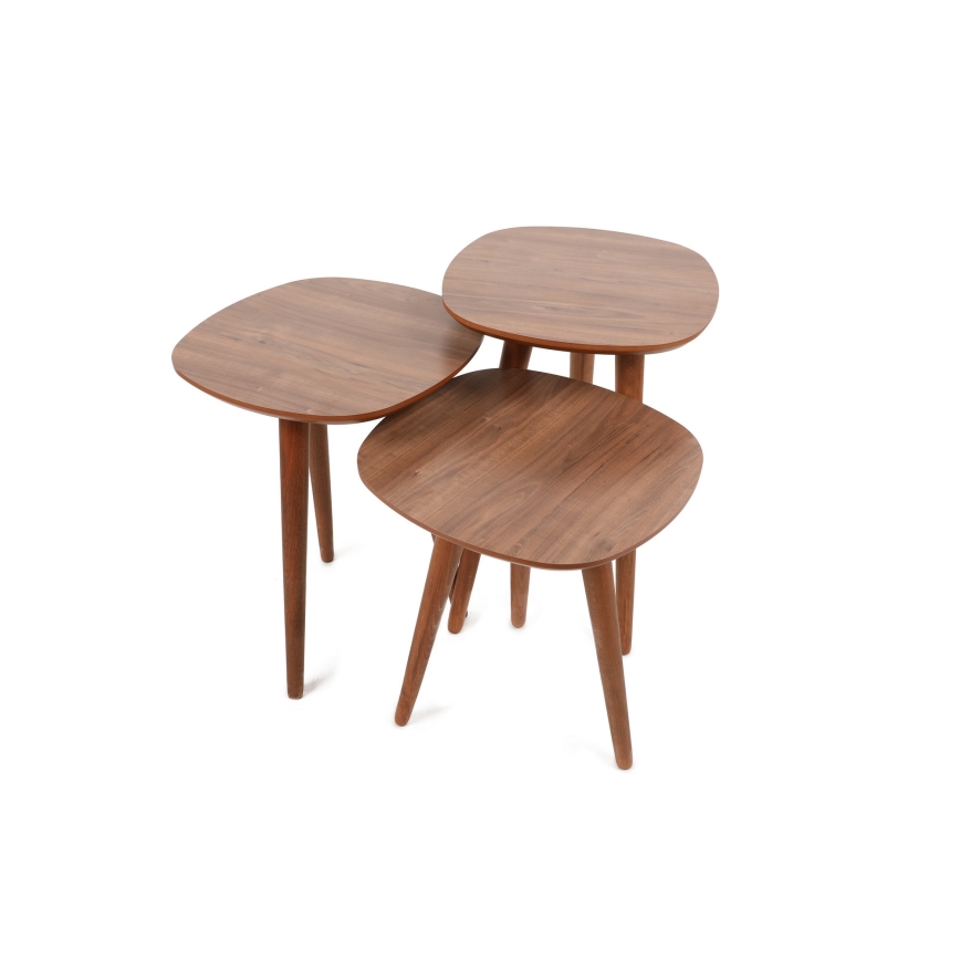 LOT 3x Table d'appoint TYN marron