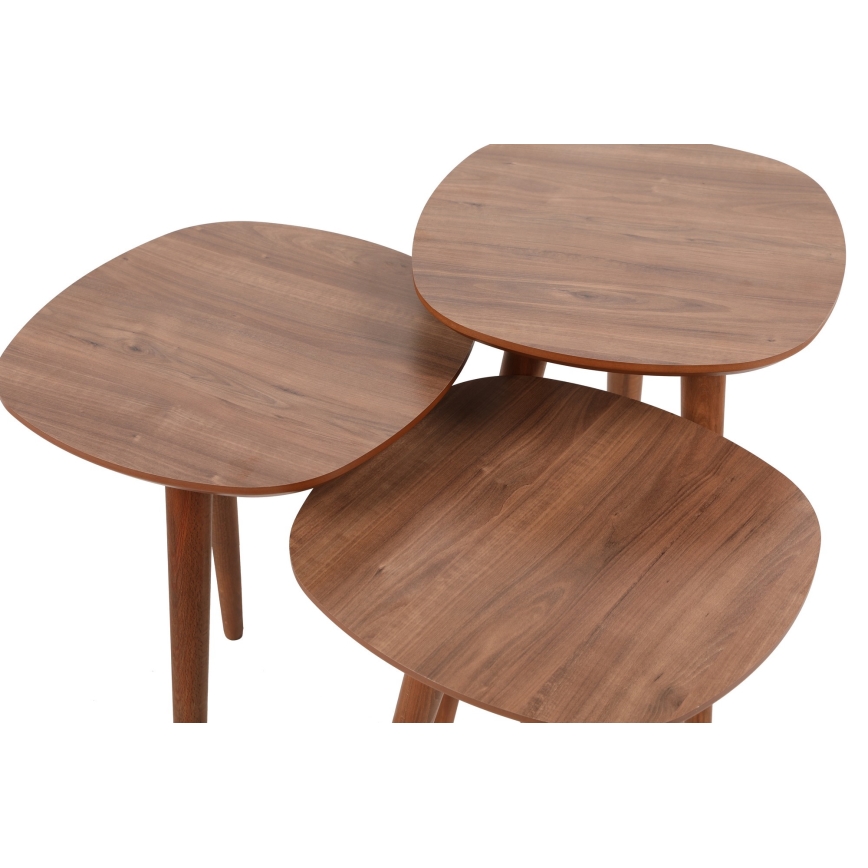 LOT 3x Table d'appoint TYN marron