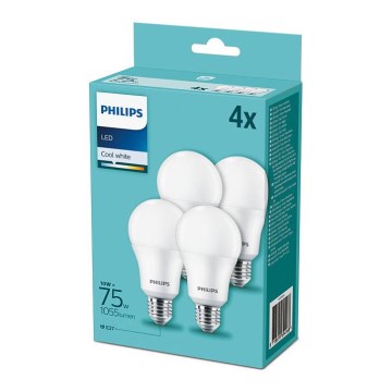 LOT 4x Ampoules LED Philips A60 E27/10W/230V 4000K
