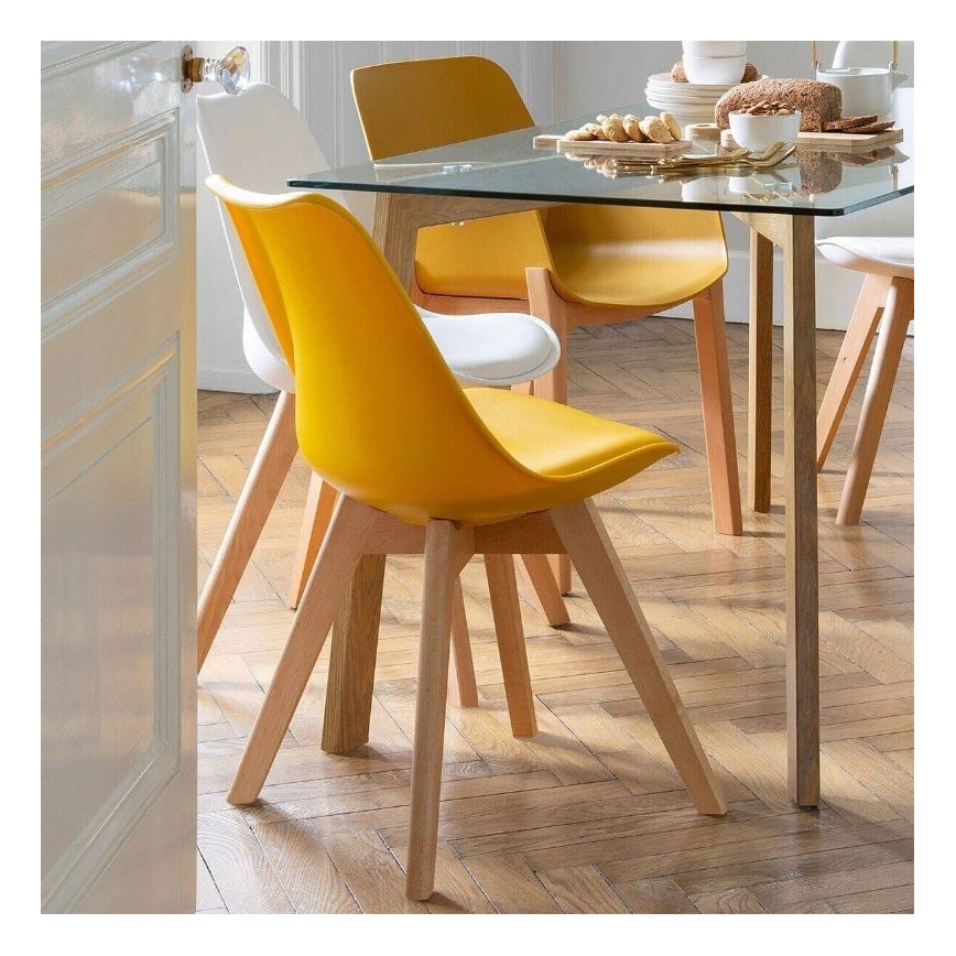 LOT 4x Chaise de repas BAYA hêtre/blanc