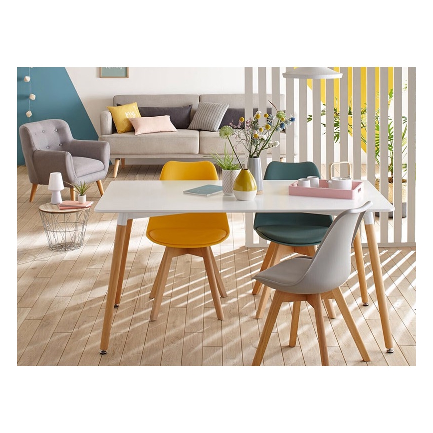 LOT 4x Chaise de repas BAYA hêtre/gris clair