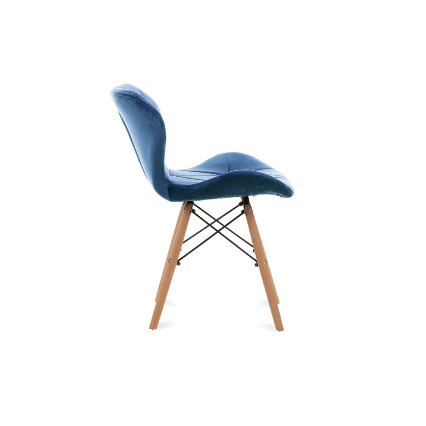 LOT 4x Chaise de repas TRIGO 74x48 cm bleu foncé/hêtre