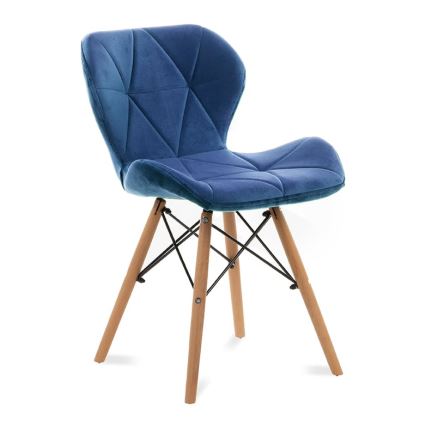 LOT 4x Chaise de repas TRIGO 74x48 cm bleu foncé/hêtre