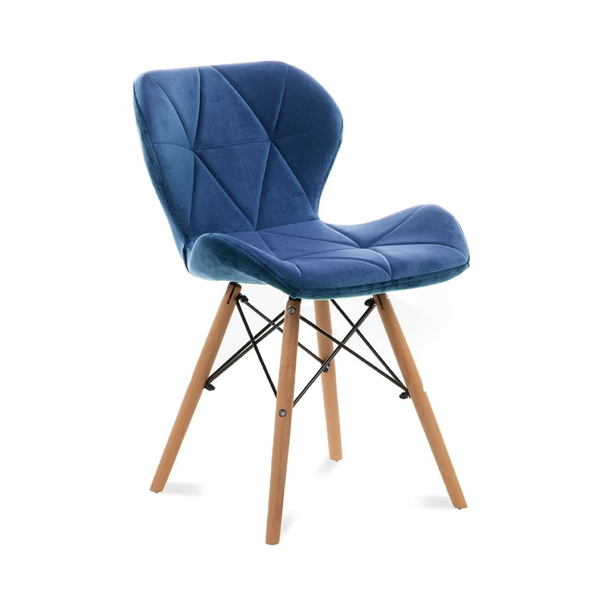 LOT 4x Chaise de repas TRIGO 74x48 cm bleu foncé/hêtre