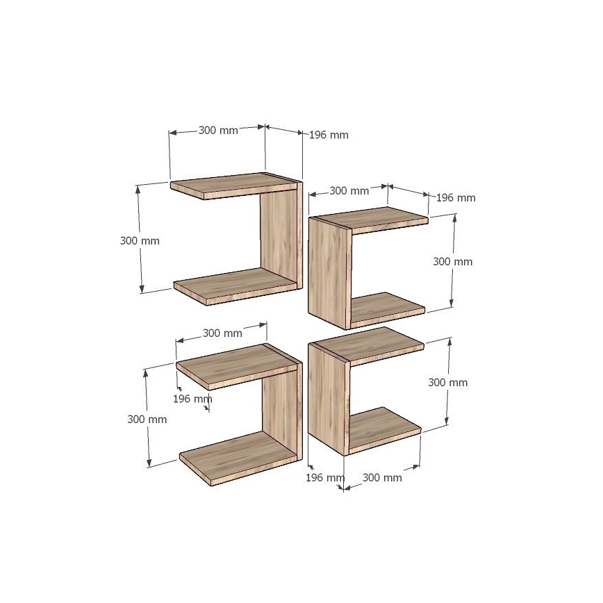 LOT 4x Etagère murale BASE marron