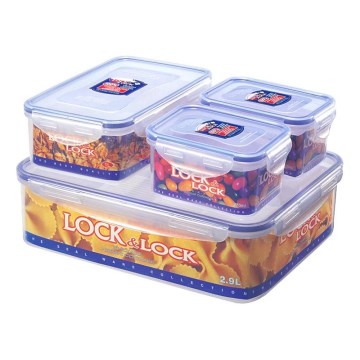 LOT 4x Récipient alimentaire LOCK 0,47/1/3,9 l bleu/transparent