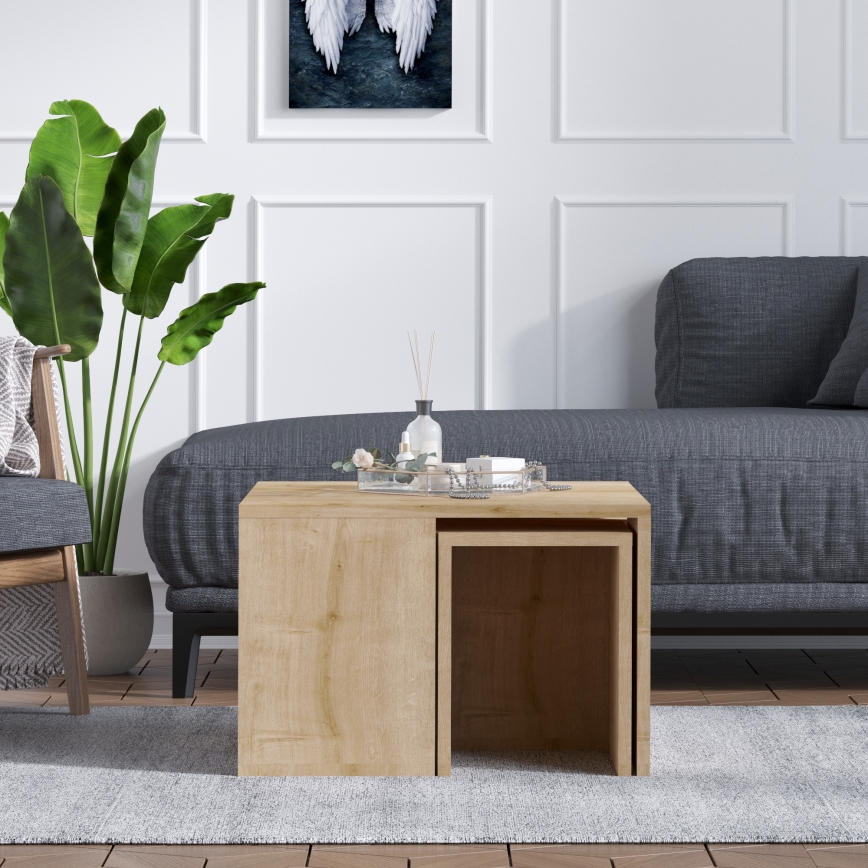 LOT 4x Table d'appoint ORTANCA + table basse beige