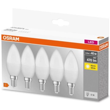 LOT 5x ampoule LED BASE B40 E14/4,9W/230V 2700K - Osram