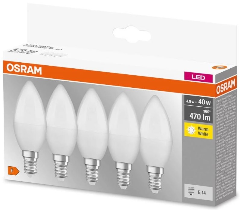LOT 5x ampoule LED BASE B40 E14/4,9W/230V 2700K - Osram