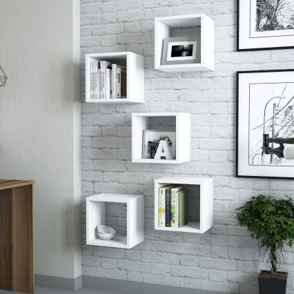 LOT 5x Etagère murale BOX blanche