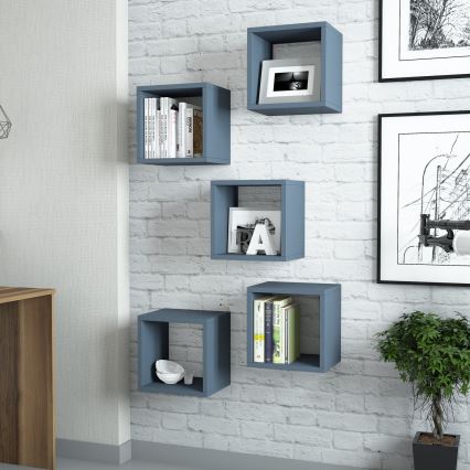 LOT 5x Etagère murale BOX bleu