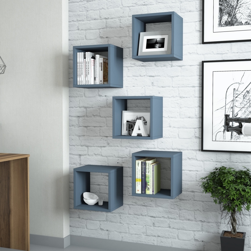 LOT 5x Etagère murale BOX bleu