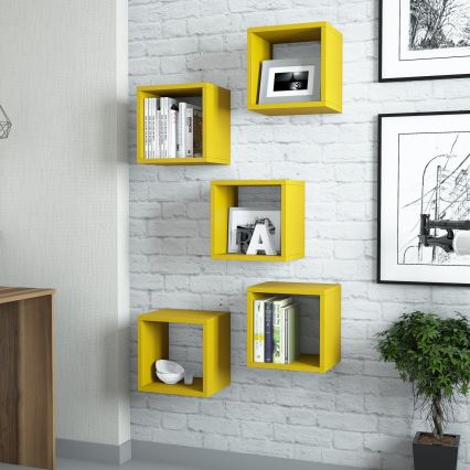 LOT 5x Etagère murale BOX jaune