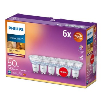 LOT 6x Ampoule LED à intensité variable Philips Warm Glow GU10/3,8W/230V 2200-2700K CRI 90