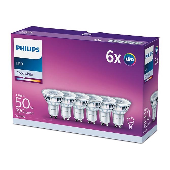 LOT 6x Ampoules LED Philips GU10/4,6W/230V 4000K