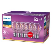 LOT 6x Ampoules LED Philips VINTAGE A60 B22/4,3W/230V 2700K