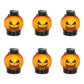 LOT 6x Décoration HALLOWEEN LED/1xCR2032/blanc chaud citrouilles