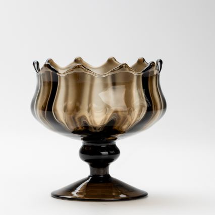Lot 6x tasse en verre avec une soucoupe et 1x sucrier fumé